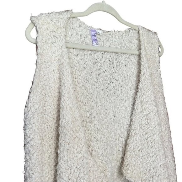 Alya Open Front Waterfall Sleeveless Soft Cozy Boho Cardigan Cream Vest M - Picture 4 of 11